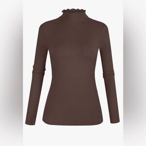Small deep brown ribbed slim fitting shirt